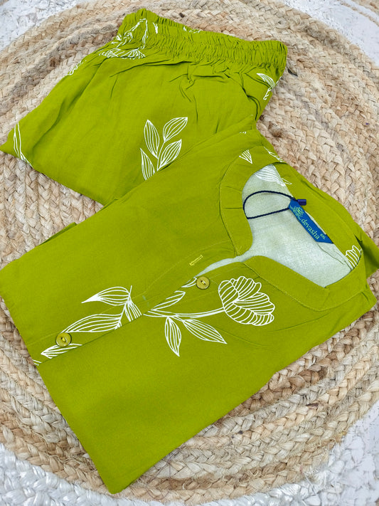 Leaf green rayon cord set