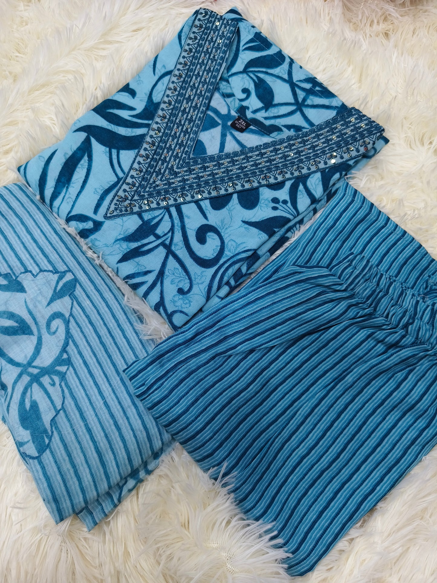 Blue  Cotton sets with duppata