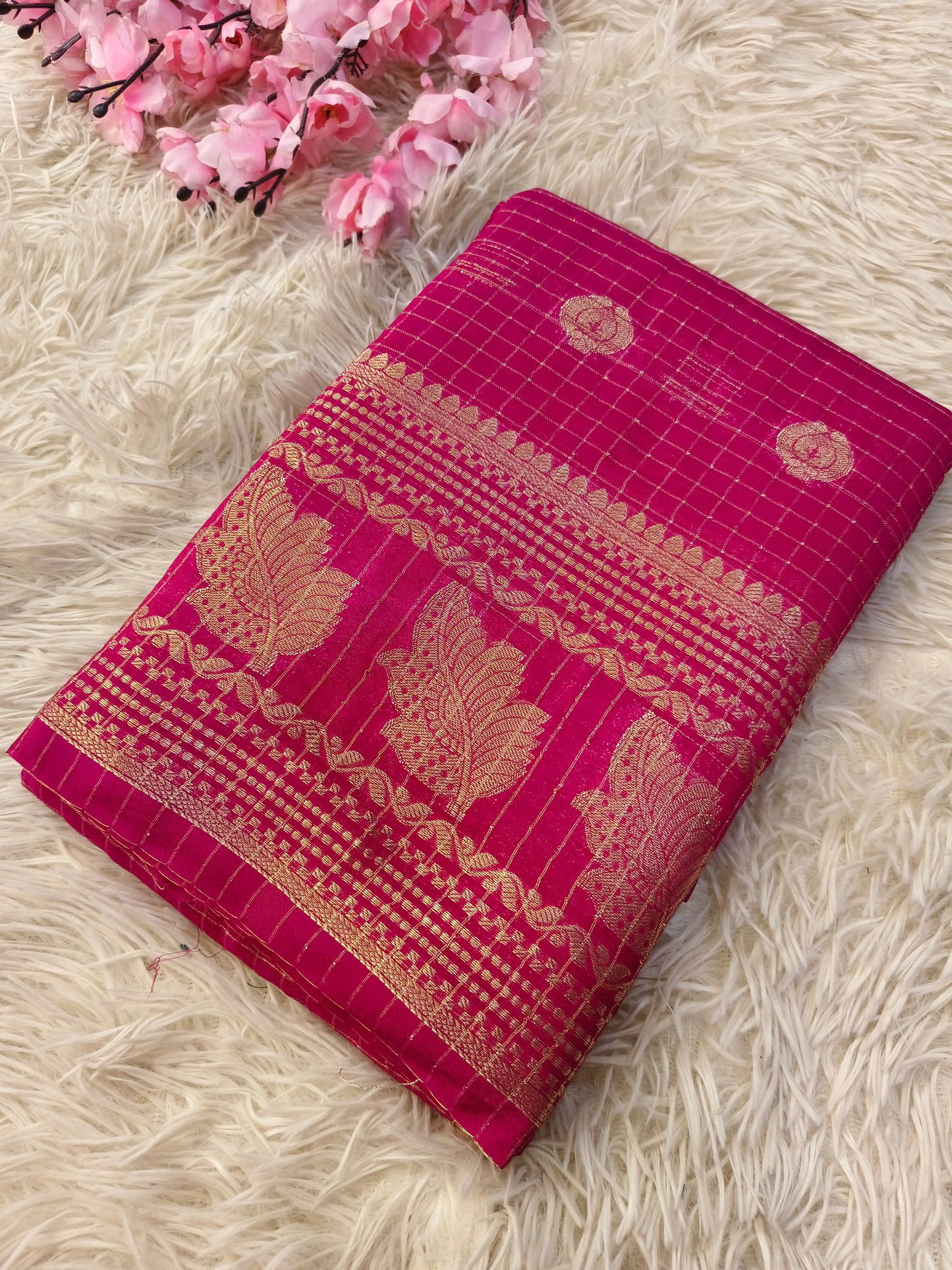 Pink semi Mysore silk saree