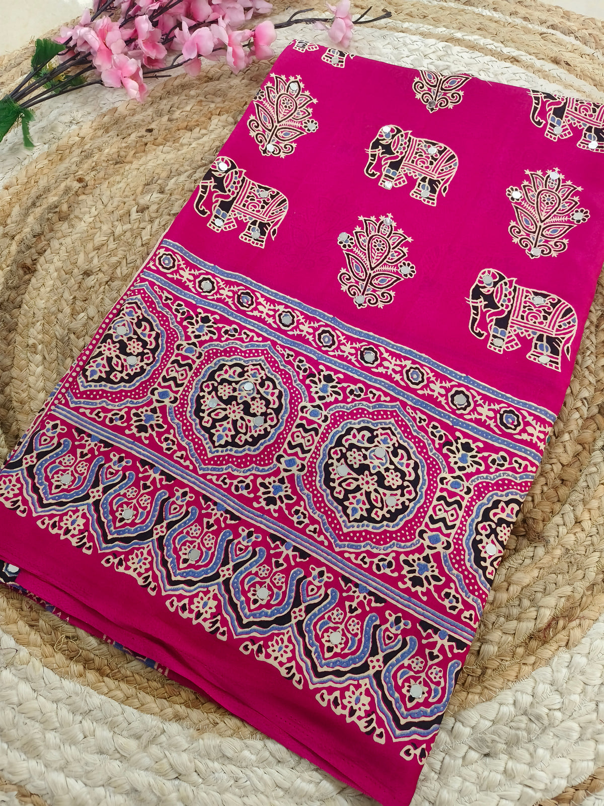 Rani Pink modal silk saree