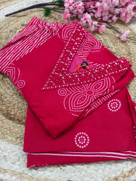 Pink Cotton sets with duppatta