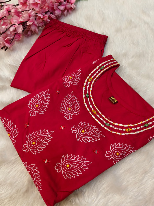 Maroon pure cotton cord set