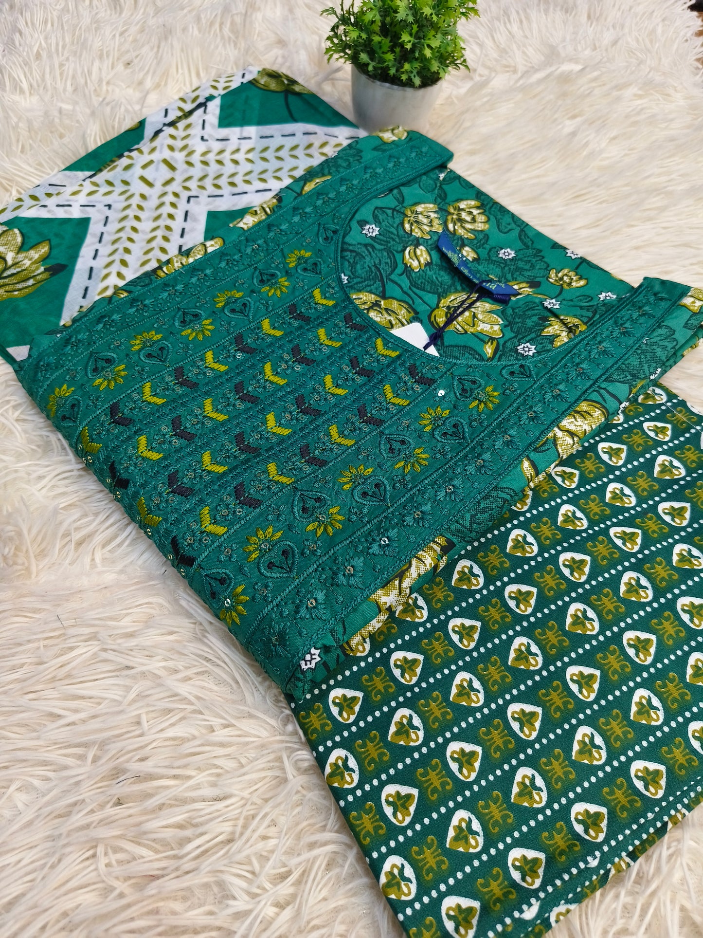 Green cotton sets with duppata
