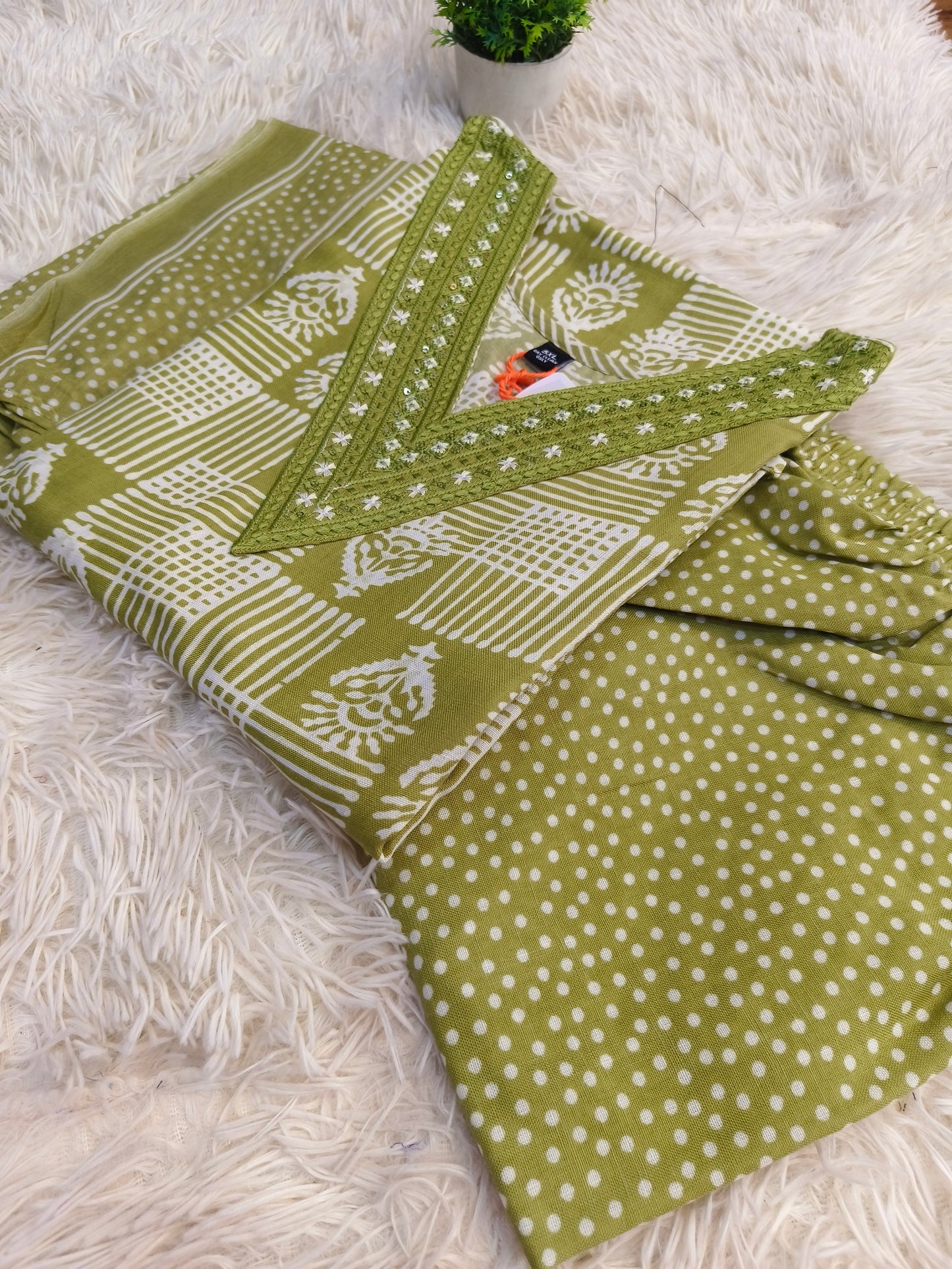 Green Cotton sets with duppata