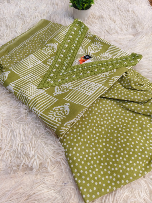 Green Cotton sets with duppata