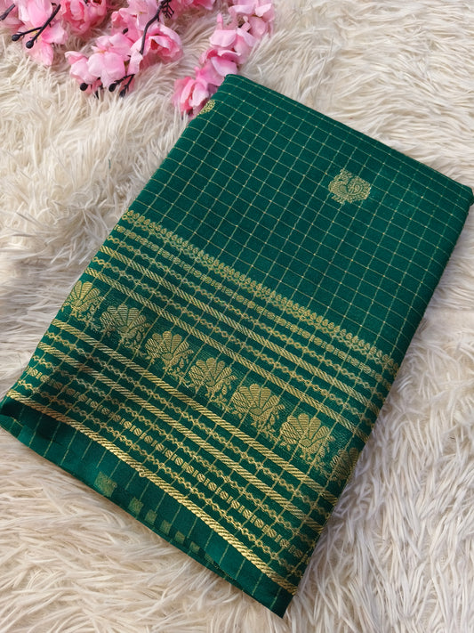 Green semi Mysore silk saree