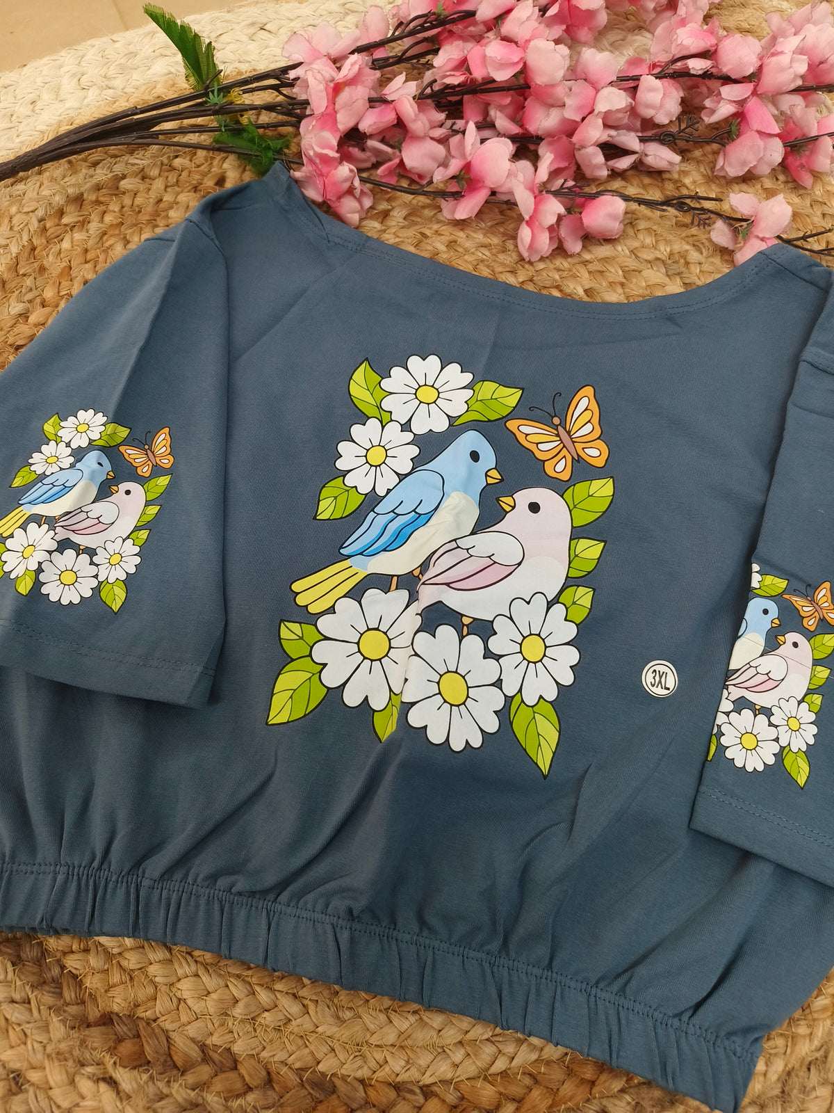 Grey Stretchable blouses printed design