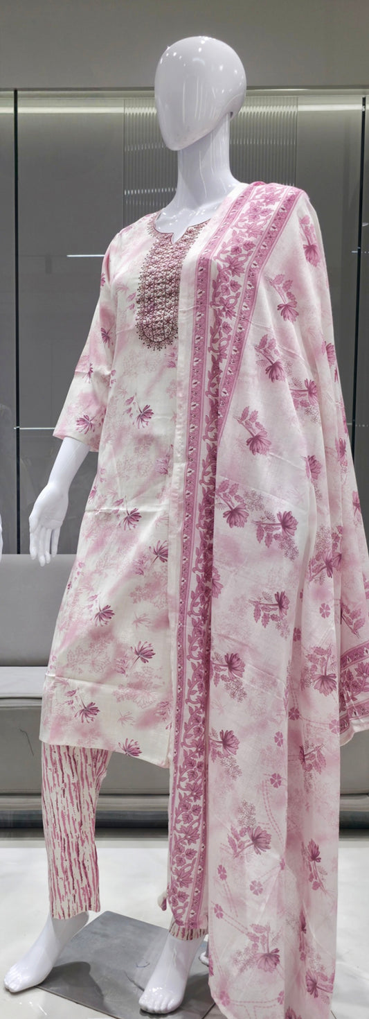 Light Pink Eelgent Pure cotton side cut set