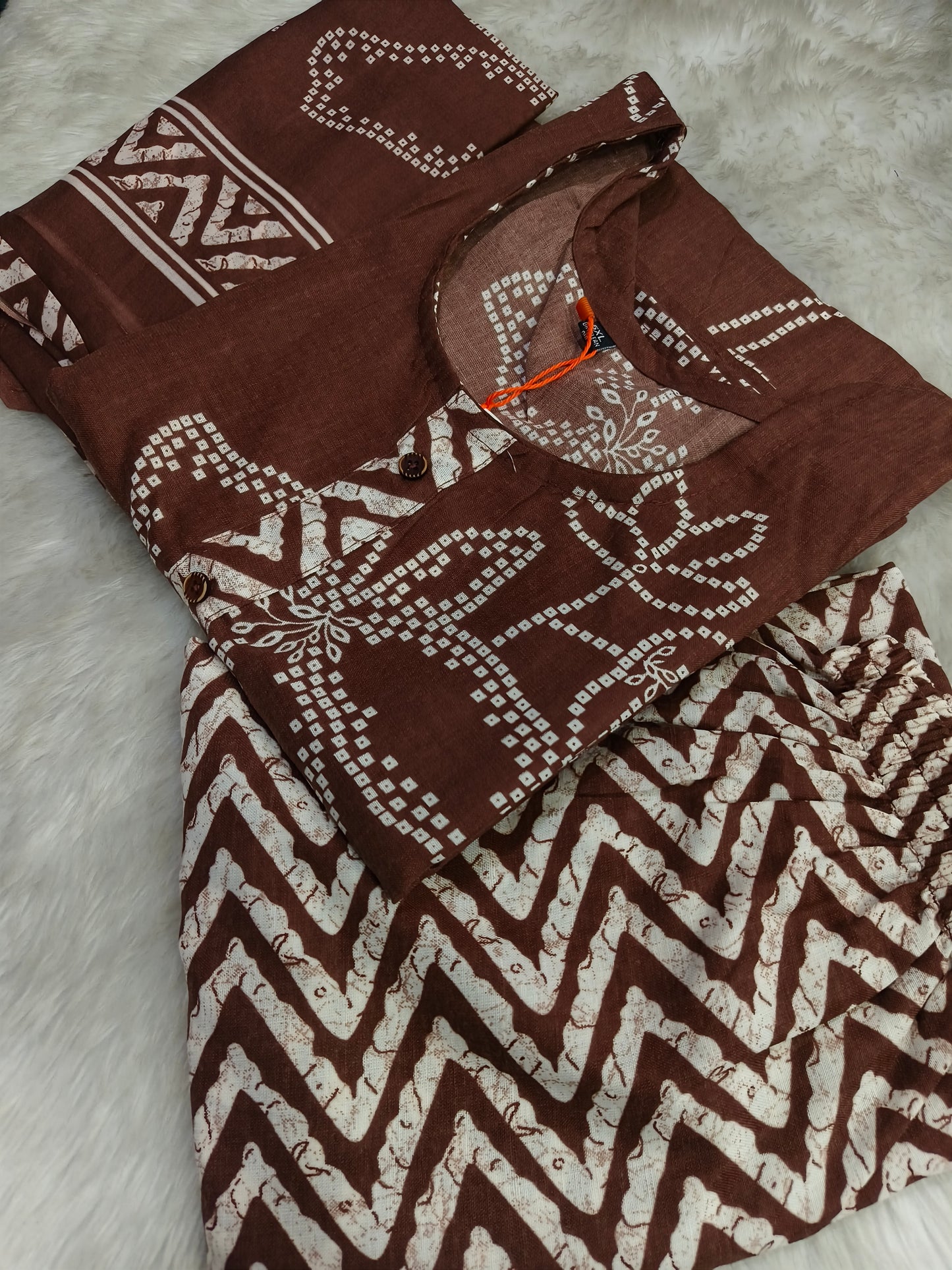 Brown Cotton sets with duppata