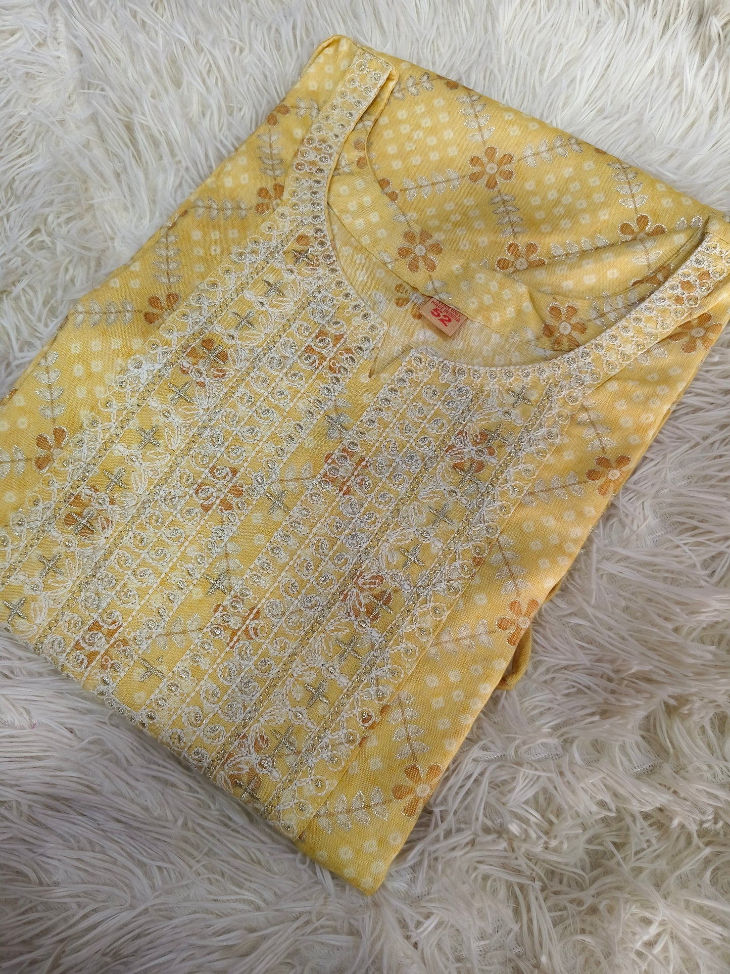 Yellow designer side cut  kurti