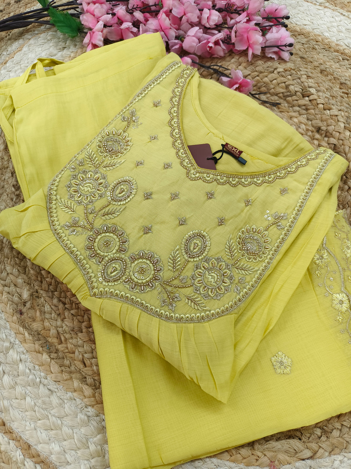 Yellow designer Aline suit