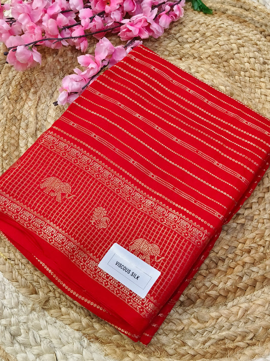 Red viscous silk saree