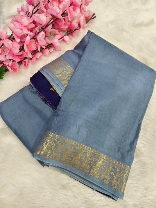 Grey Viscose silk saree