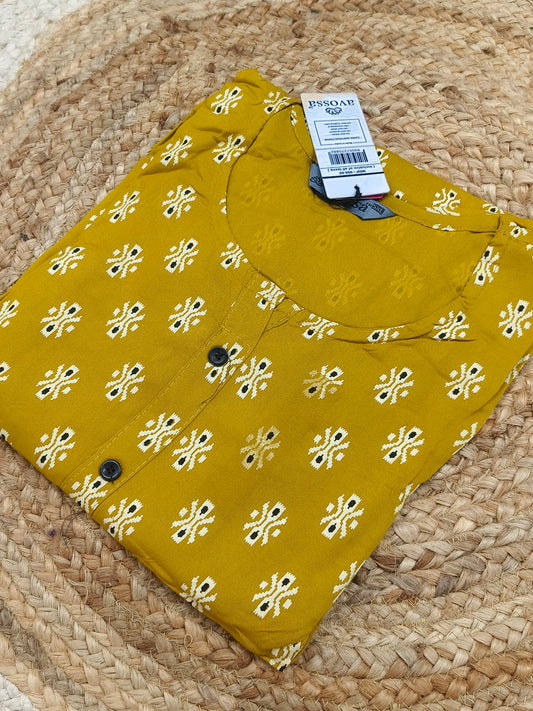 Yellow  Rayon straight kurta