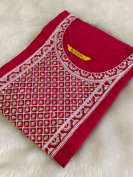 Pink straight cut kurti