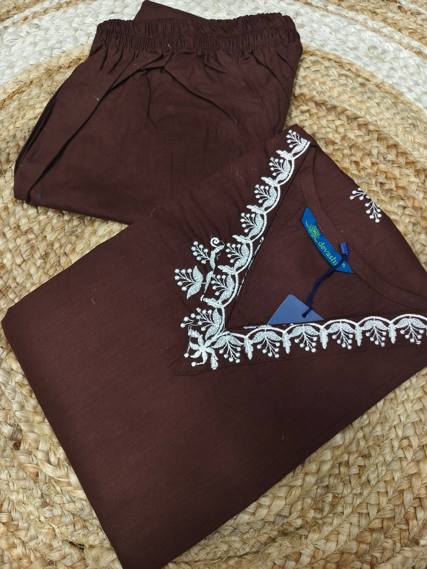 Brown pure cotton two piece sets