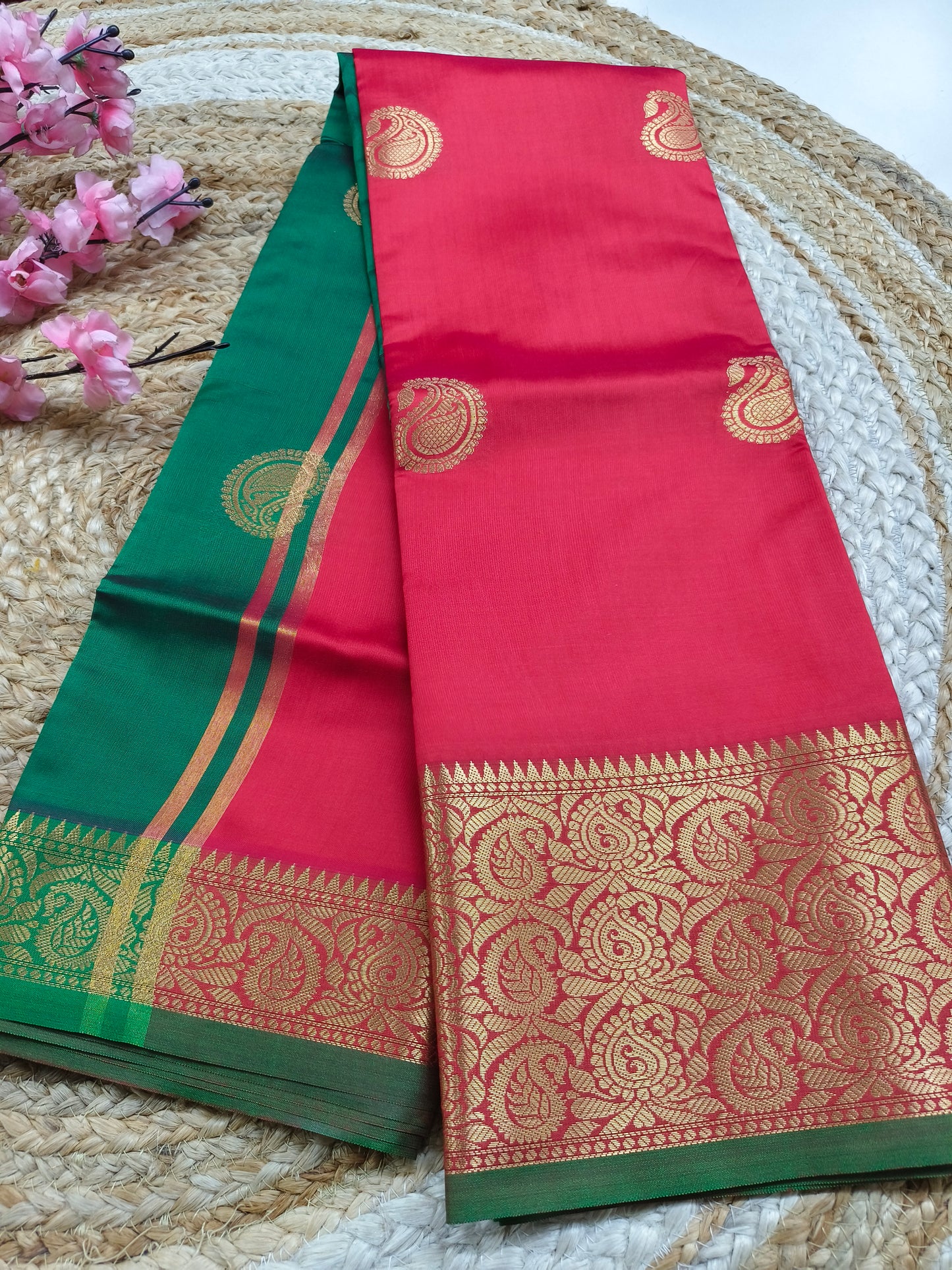 Red Semi kanchi silk saree
