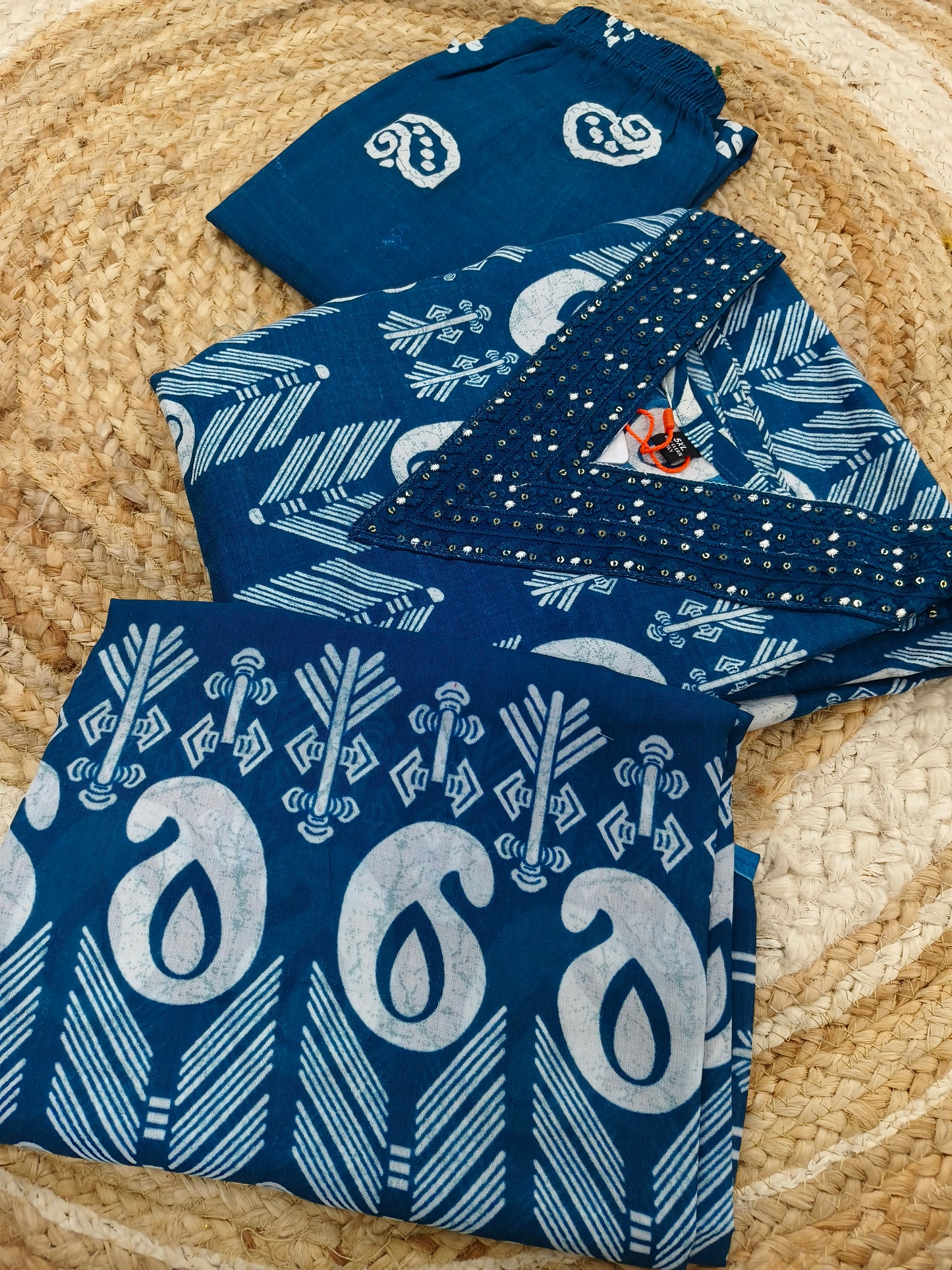 Teal Blue Cotton sets with duppatta
