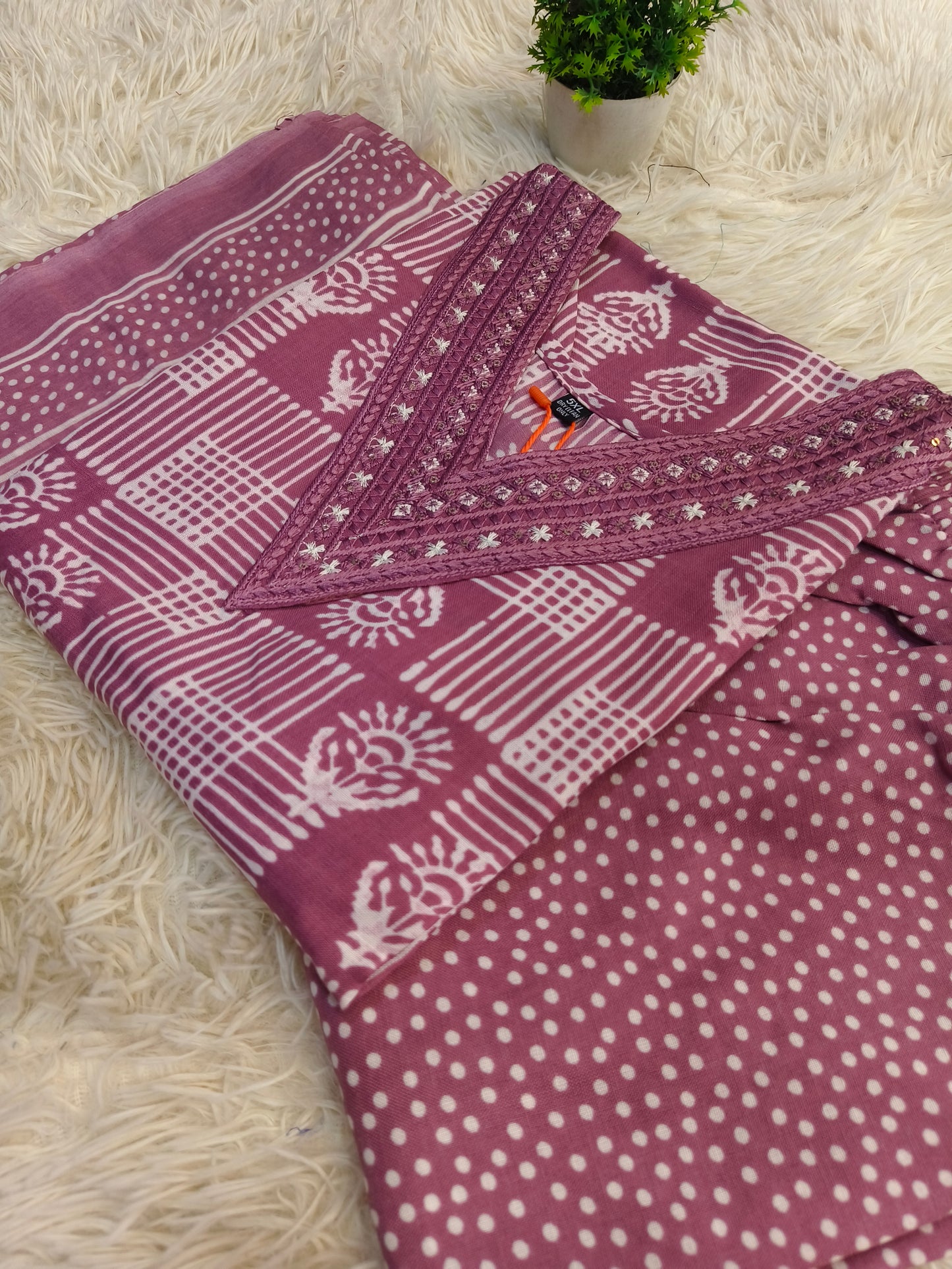 Wine Cotton sets with duppata