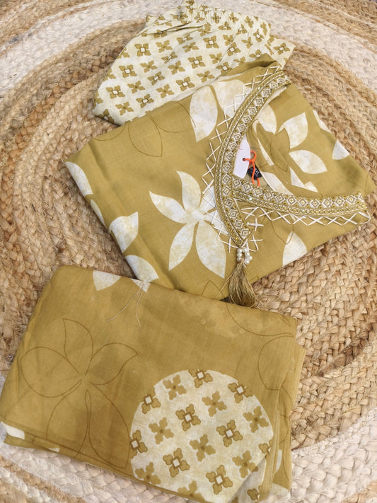 Yellow Cotton sets with duppata
