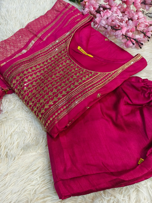 Rani Pink designer straight cut Suit