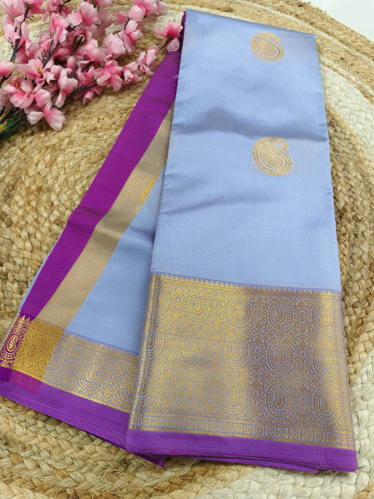 Grey  Semi kanchi silk saree