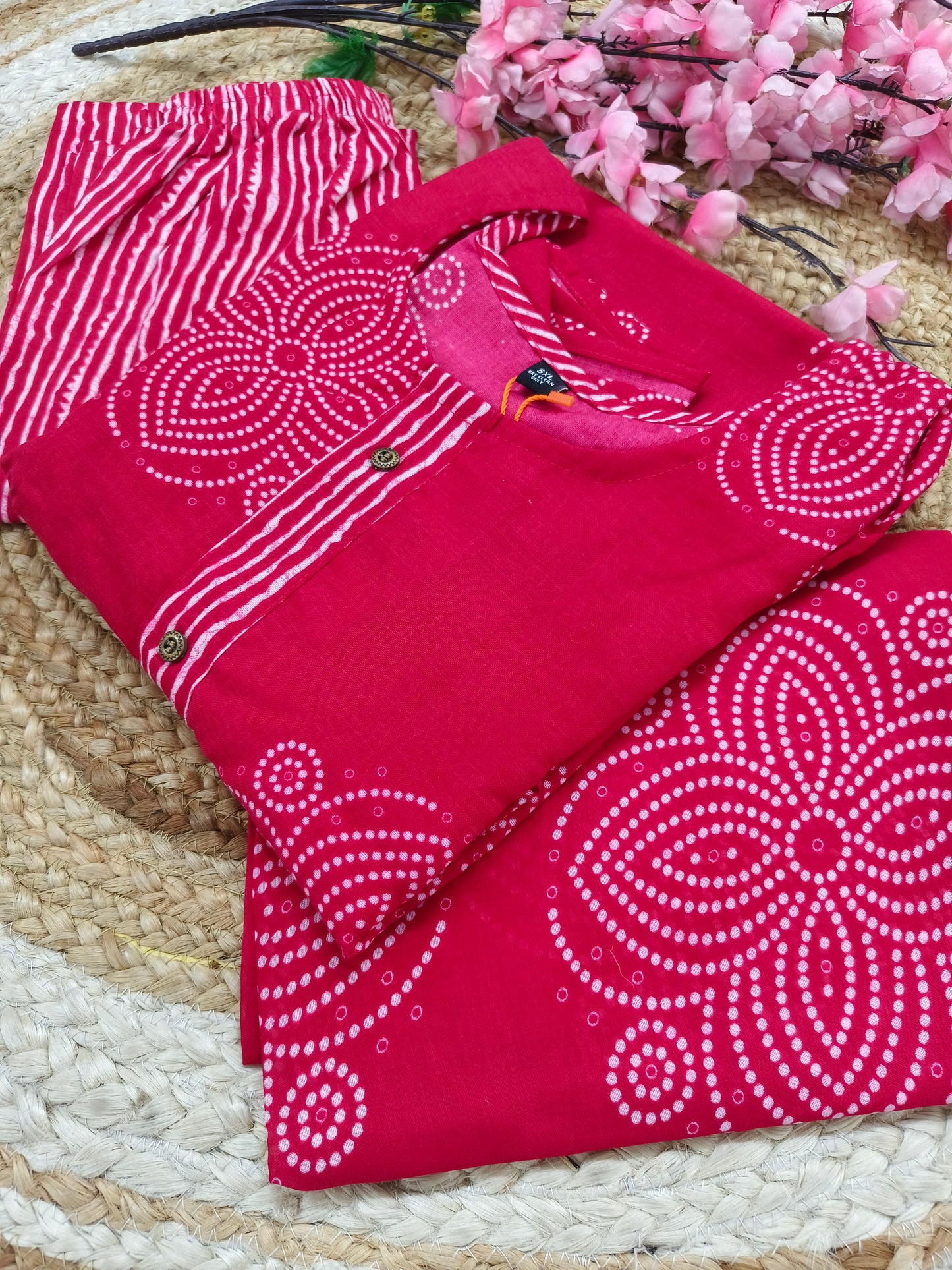 Rani Pink Cotton sets with duppatta