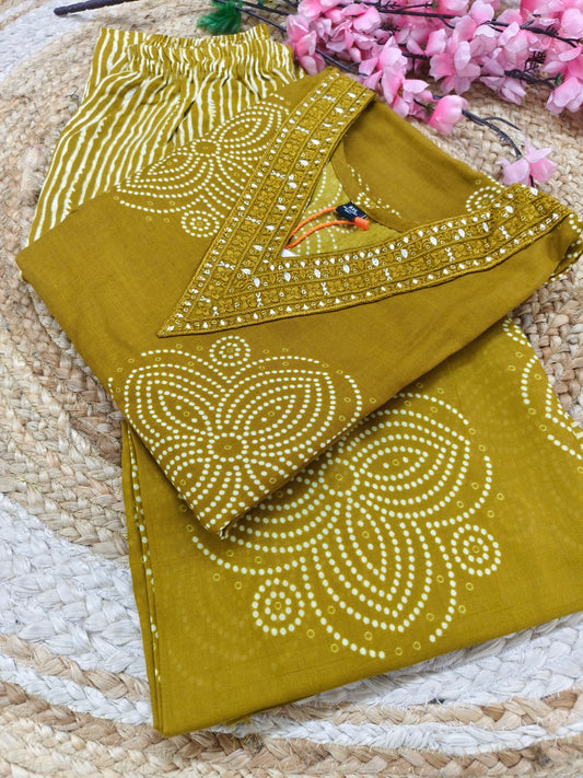 Yellow Cotton sets with duppatta