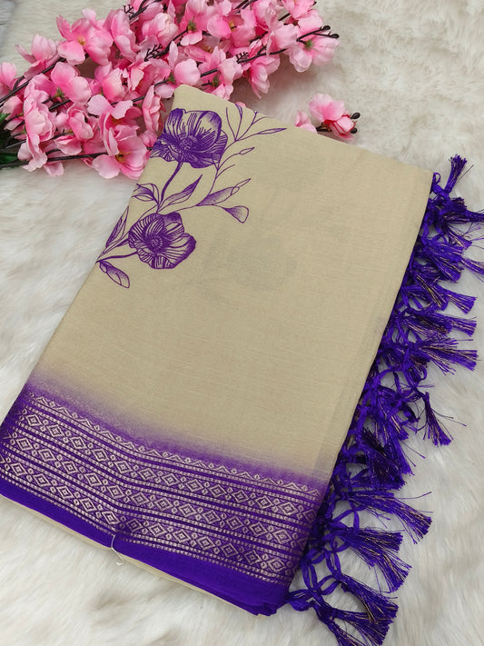 Purple Chinon silk georgette saree