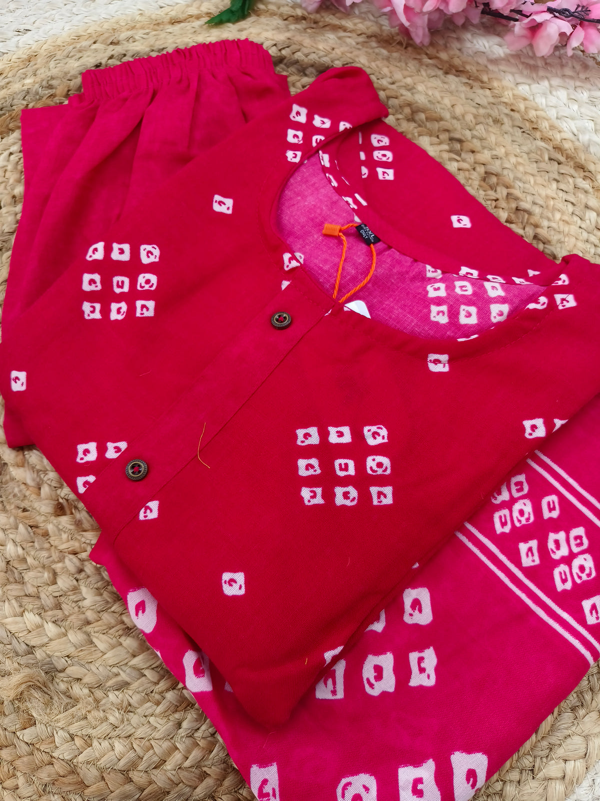 Rani pink Cotton sets with duppatta