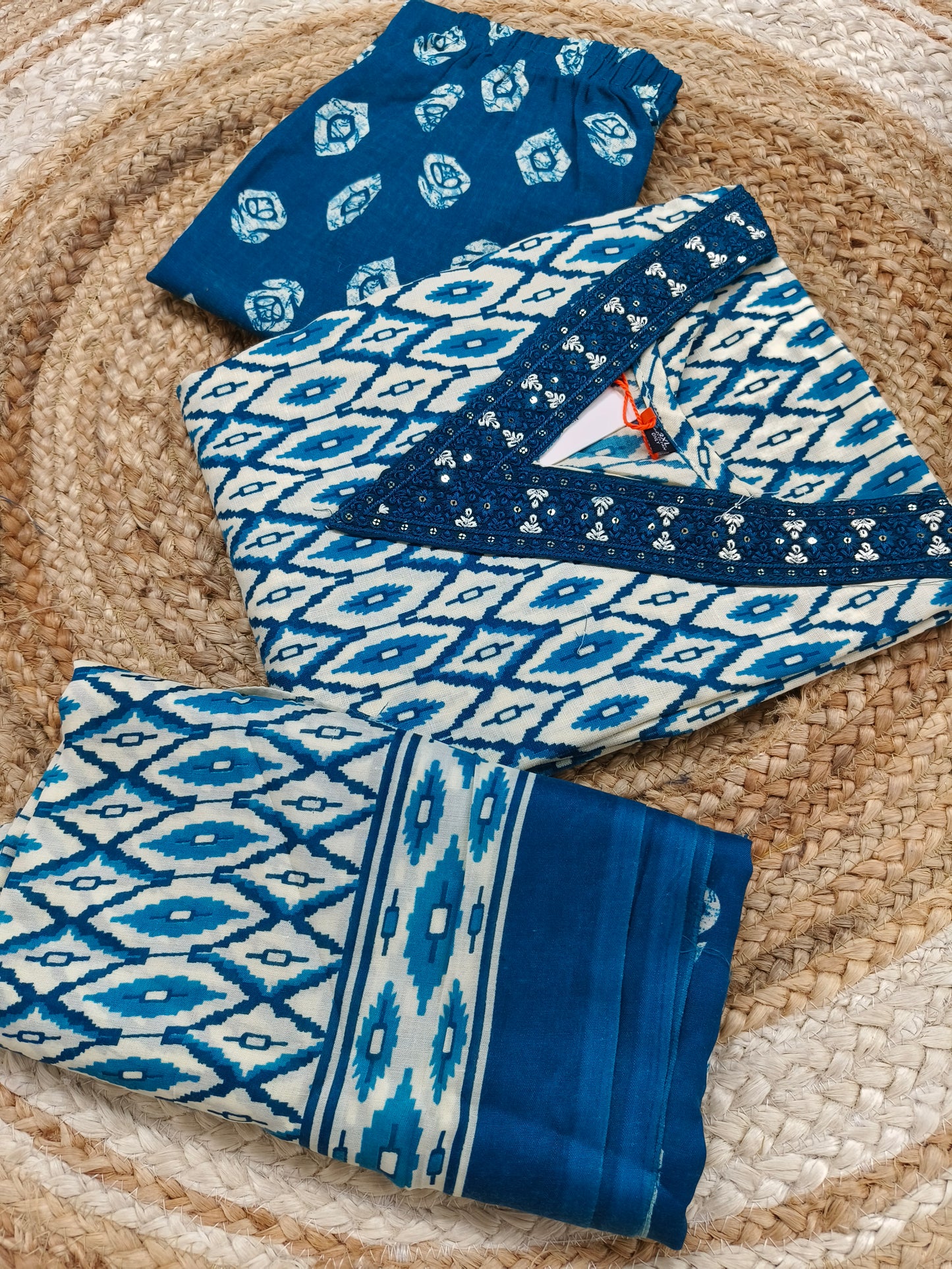 Blue Cotton sets with duppatta