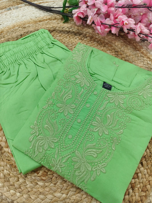 Light Green chikan work dress