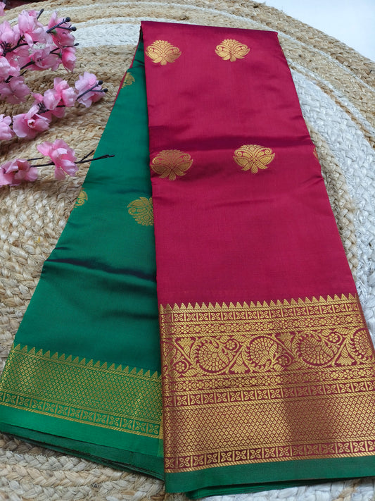 Maroon Semi kanchi silk saree