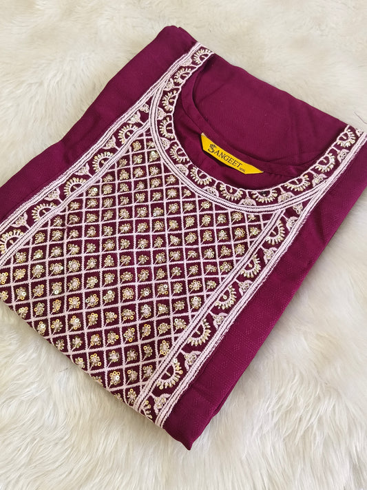 Wine straight cut kurti