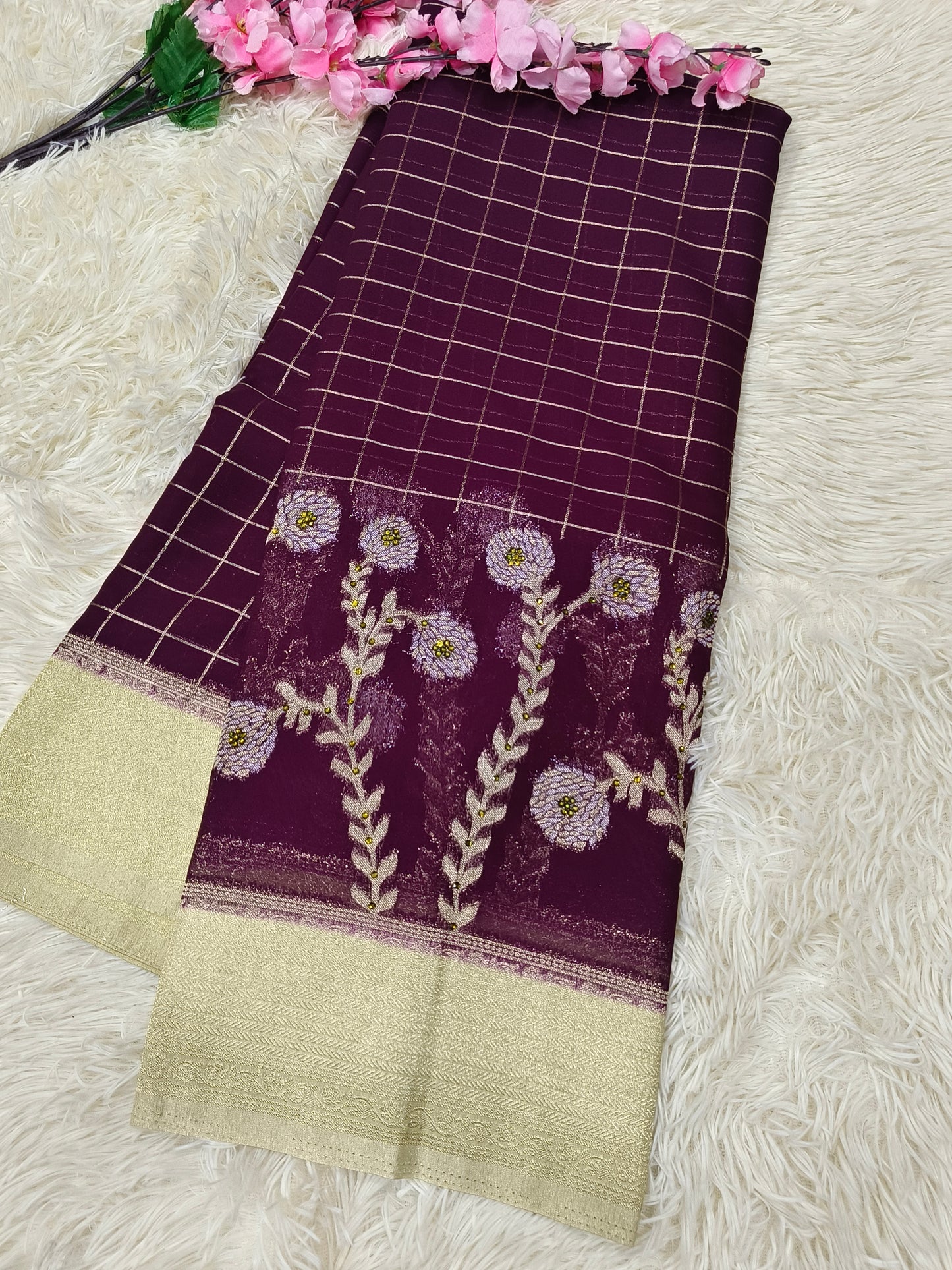 Boutique style designer Georgette silk saree