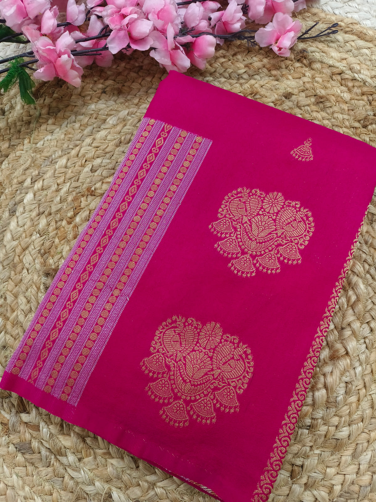 Rani Pink Georgette silk saree