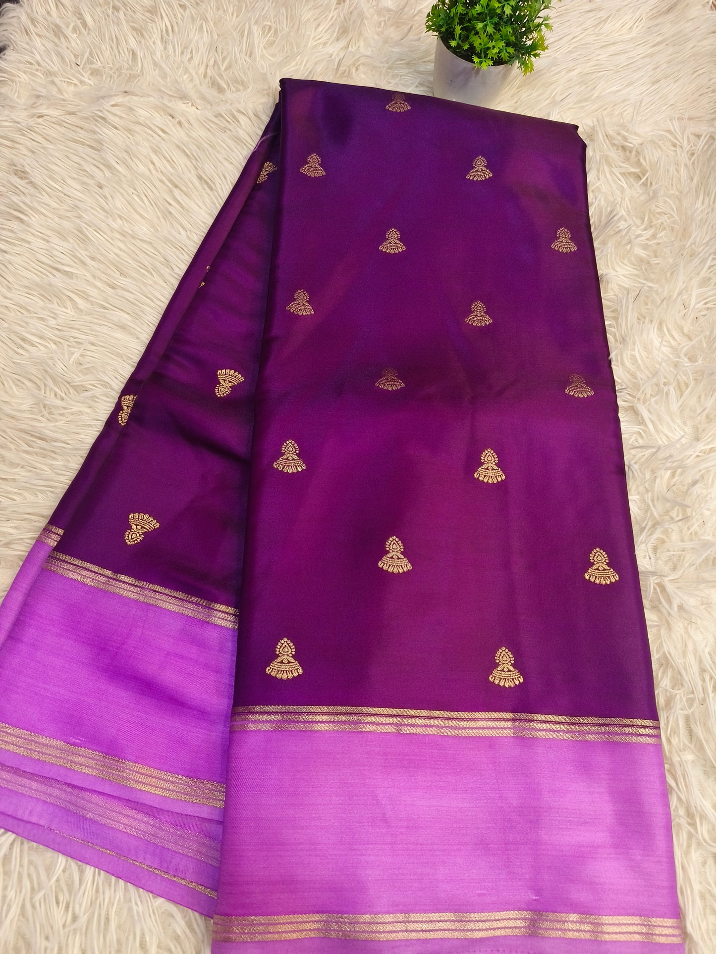 Wine with pink Elegant gaji silk saree