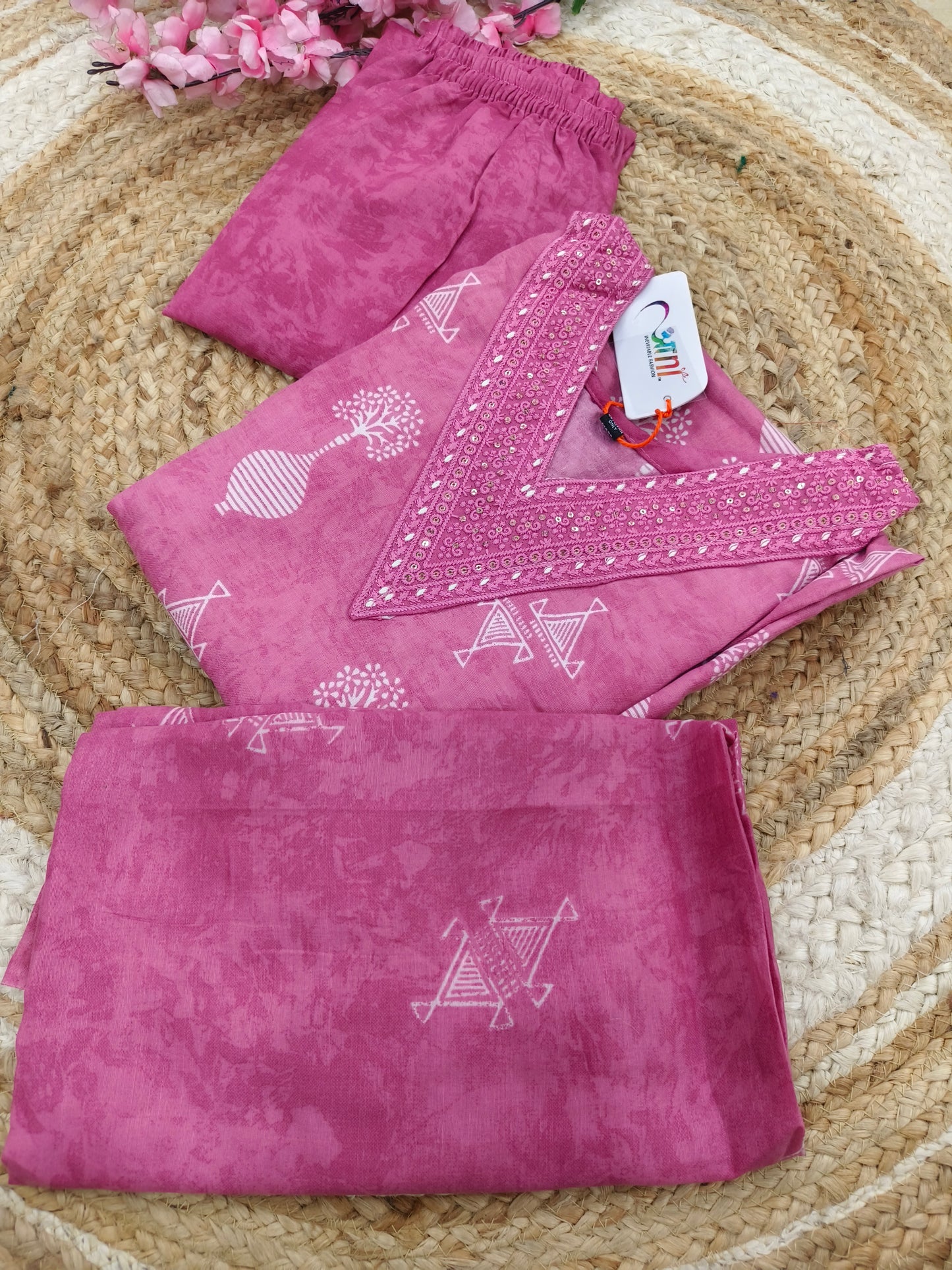 Pink Cotton sets with duppatta