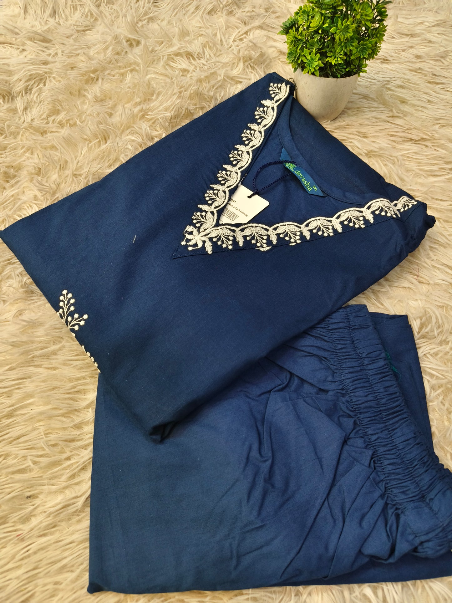 Blue pure cotton two piece sets