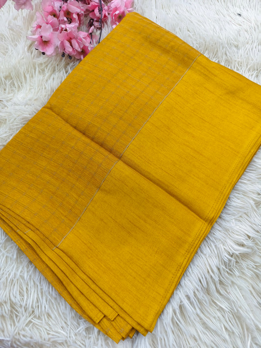 Yellow saree with zari chex