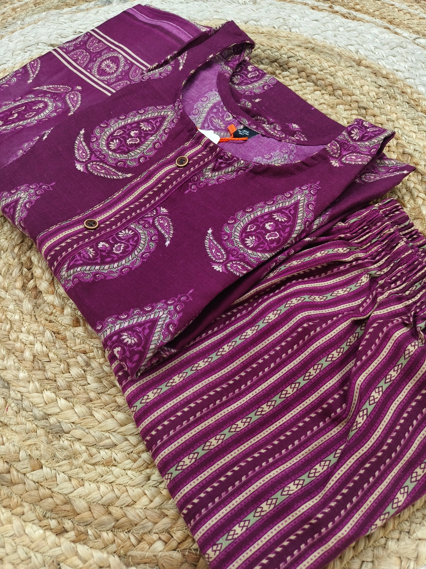Wine Cotton sets with duppatta