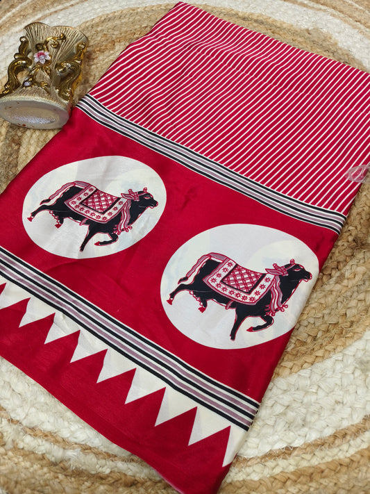 Red semi Modal silk saree