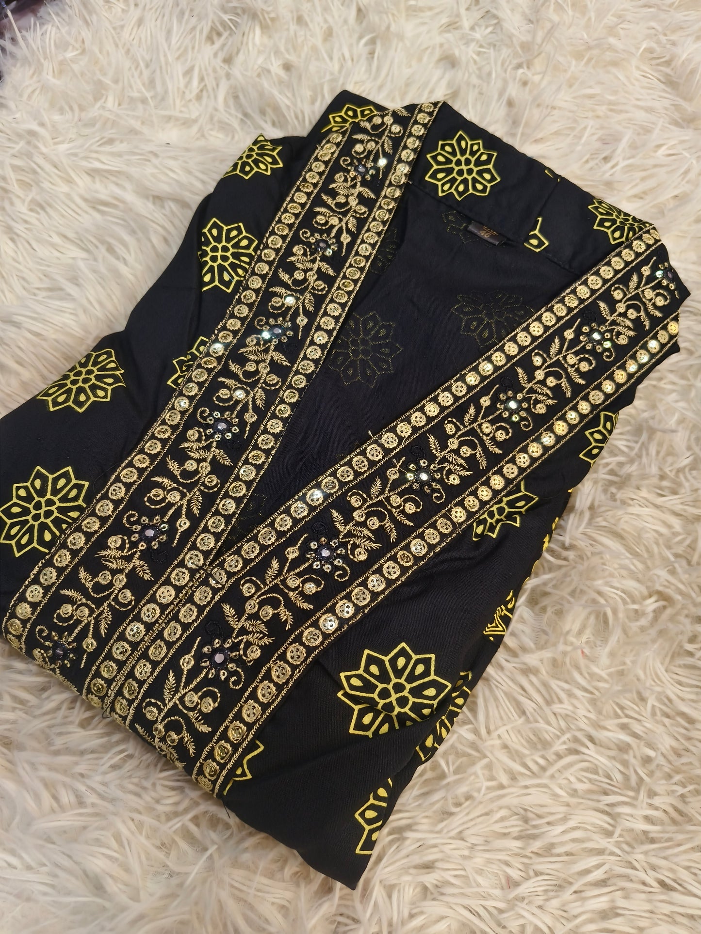 Black Cotton Anarkali Top