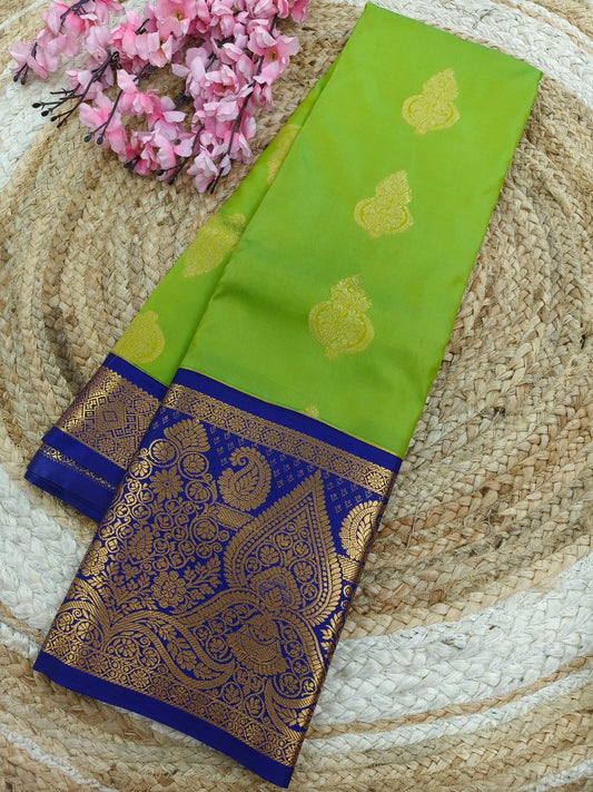 Green with Blue Elegant  soft semi kanjivaram silk saree