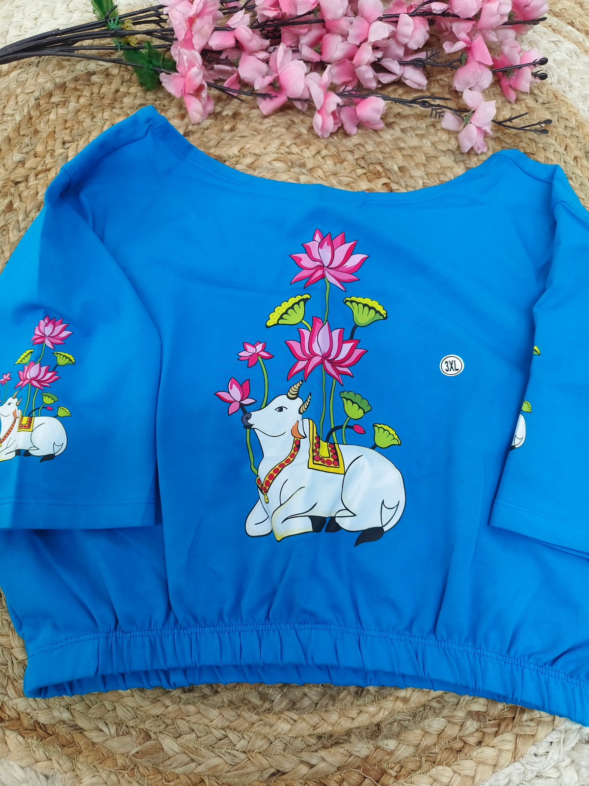 Sky blue Stretchable blouses printed design