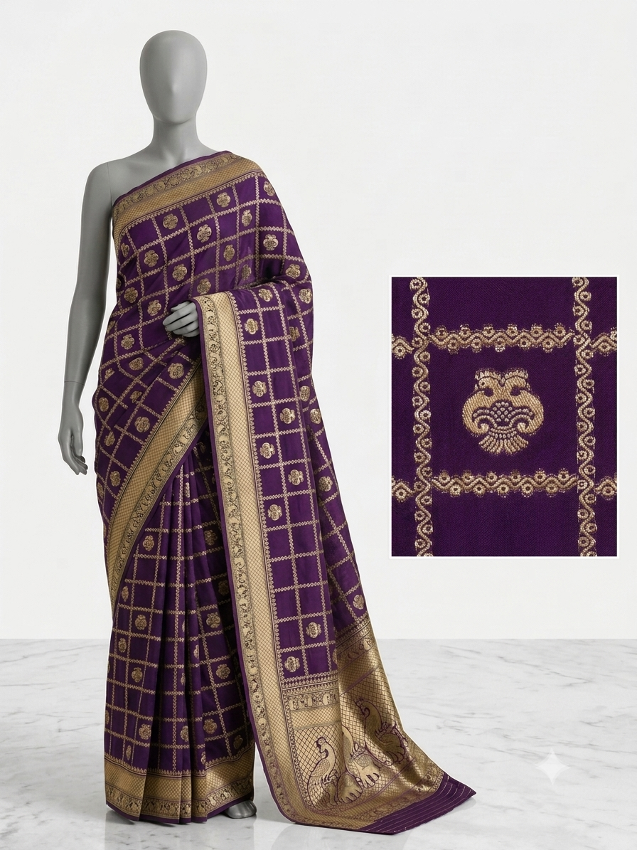 Purple Georgette silk saree