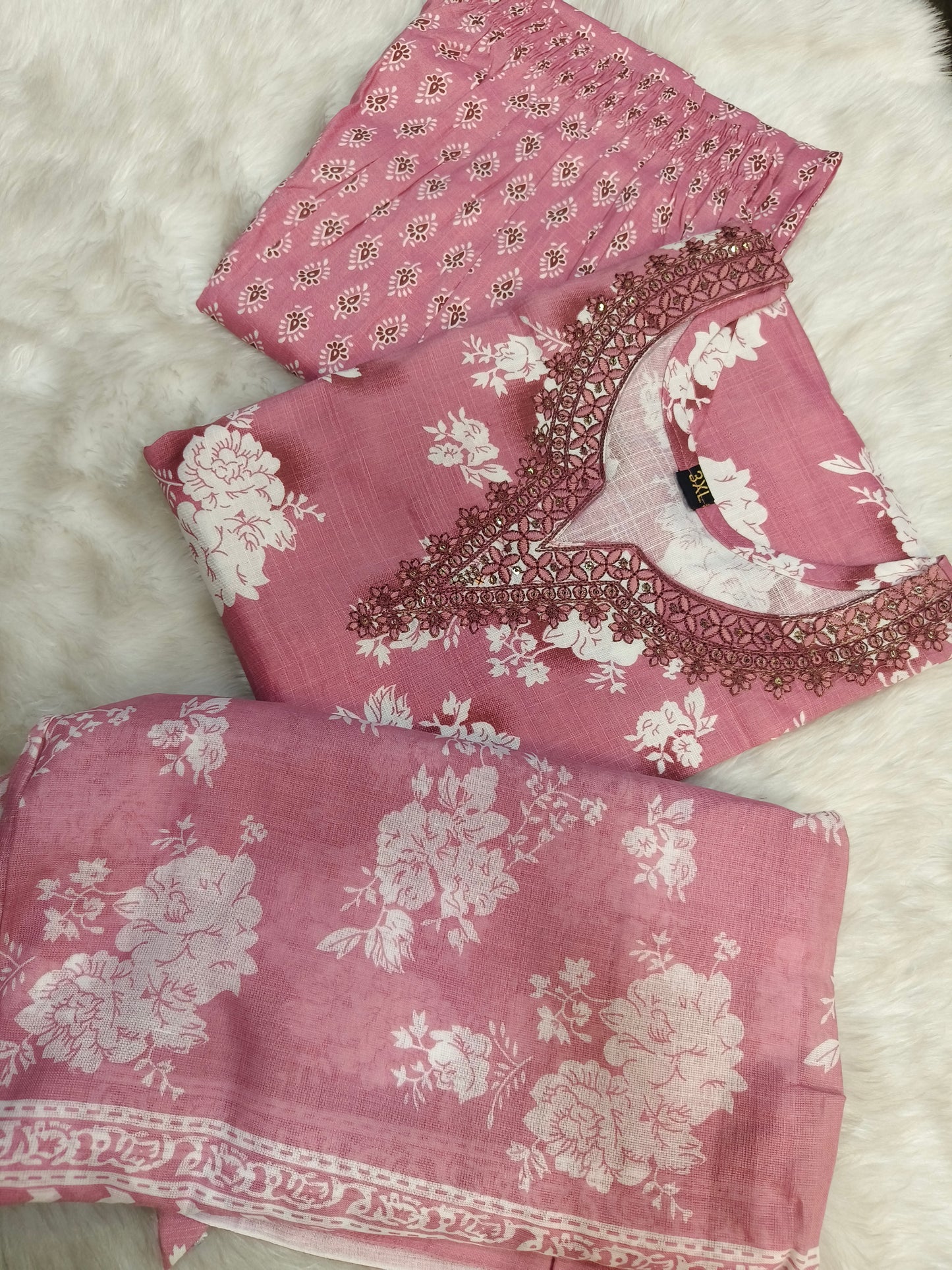 Onion Pink cotton sets with duppata