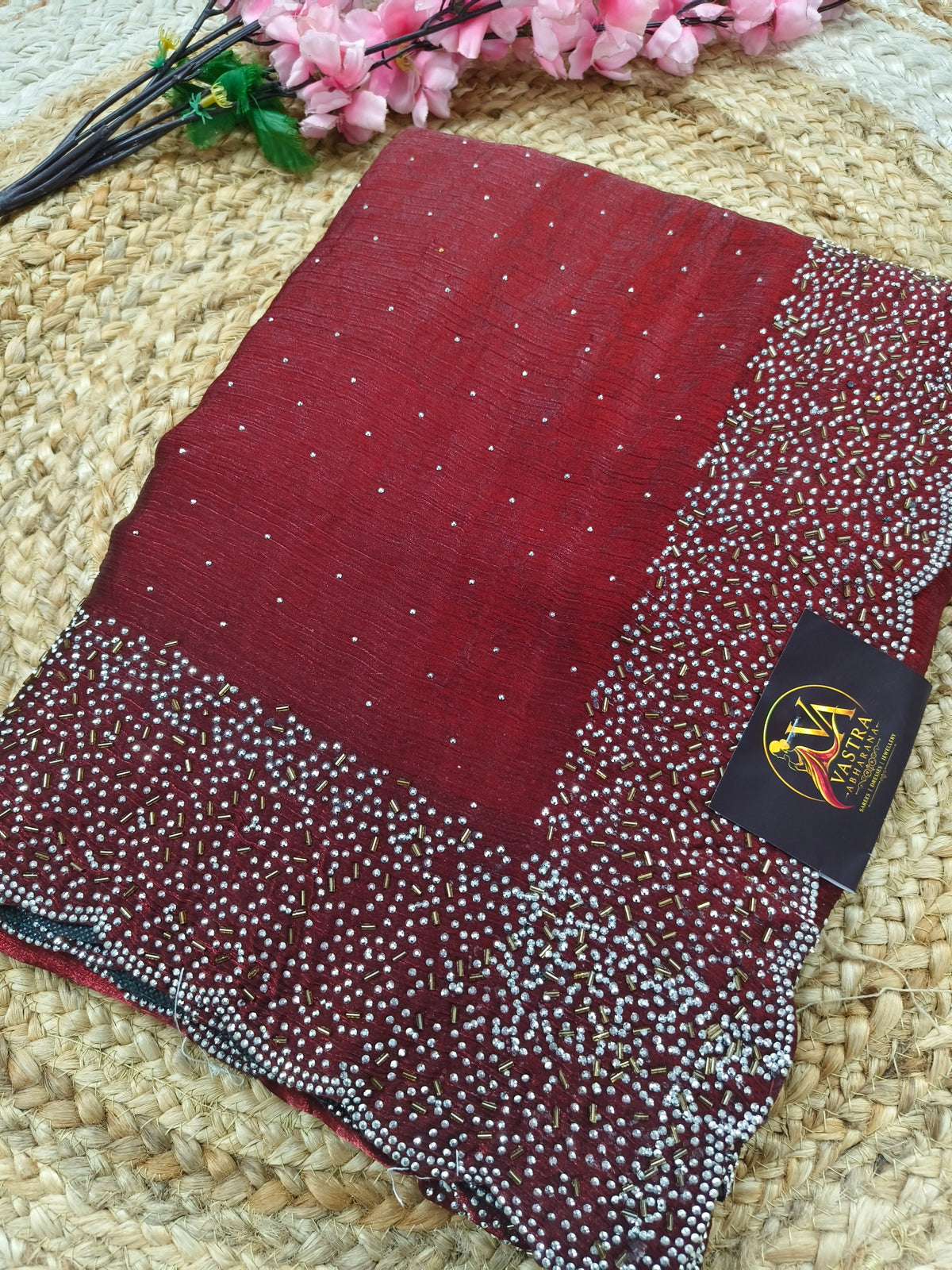 Maroon designer Georgette saree