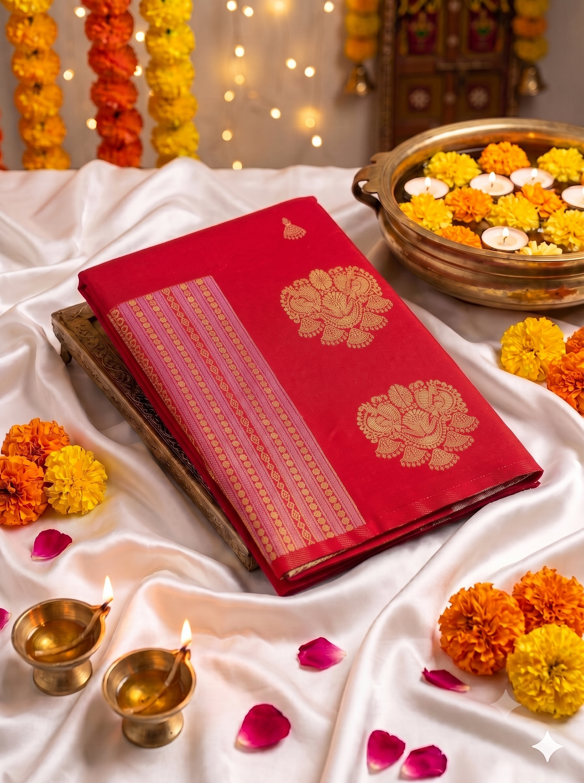 Red Georgette silk saree