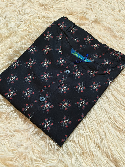 Black Royan side cut kurti